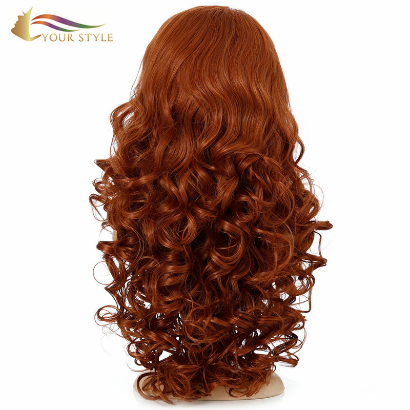 YOUR STYLE ,  Wig Suppliers Synthetic Long Ginger Wave Wig Women Girls Ladies Honey Brown Black Long Wig Cosplay Party Halloween-YOUR STYLE, synthetic wigs synthetic hair extension