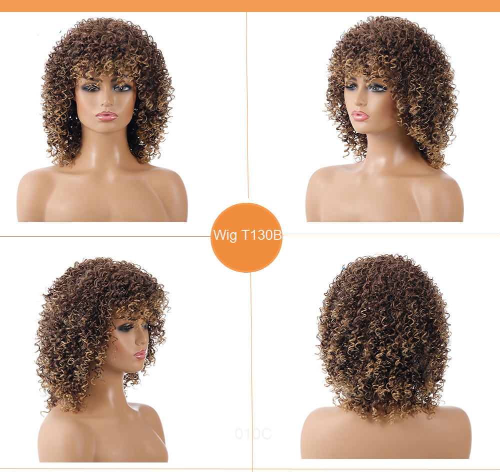 YOUR STYLE, Wholesale Syntetyske Koarte Kinky Curly Bob Pruik Swarte frou Afro-Amerikaanske Afro-Wig Koarte kapsel mei dik hier-YOUR STYLE, syntetyske pruiken syntetyske hierferlinging