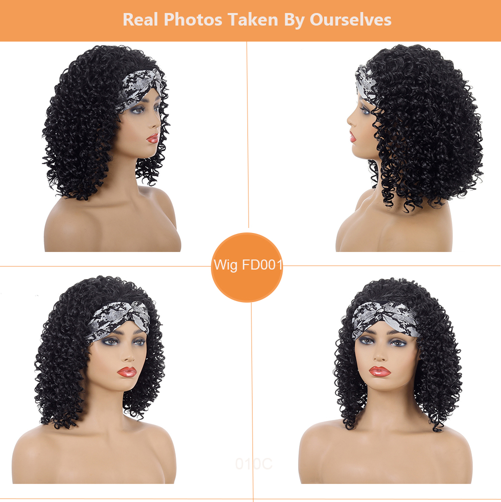 YOUR STYLE , Wholesale Synthetic Headband Wig Afro Kinky Curly Wigs Short Hairstyles Wigs Black Hair Black African American Women Ladies Girls-YOUR STYLE, synthetic wigs synthetic hair extension