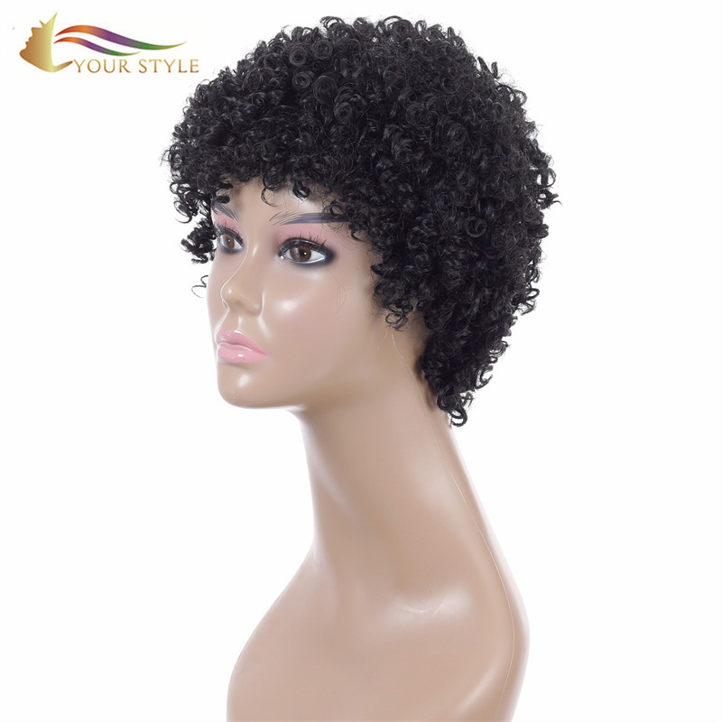 YOUR STYLE , Wholesale  Synthetic Short Wig Afro Kinky Curly Wig Short Haircuts For  Ginger Black Hair Hiaructs Female Wigs For Short Hair Black Women-YOUR STYLE, synthetic wigs synthetic hair extension