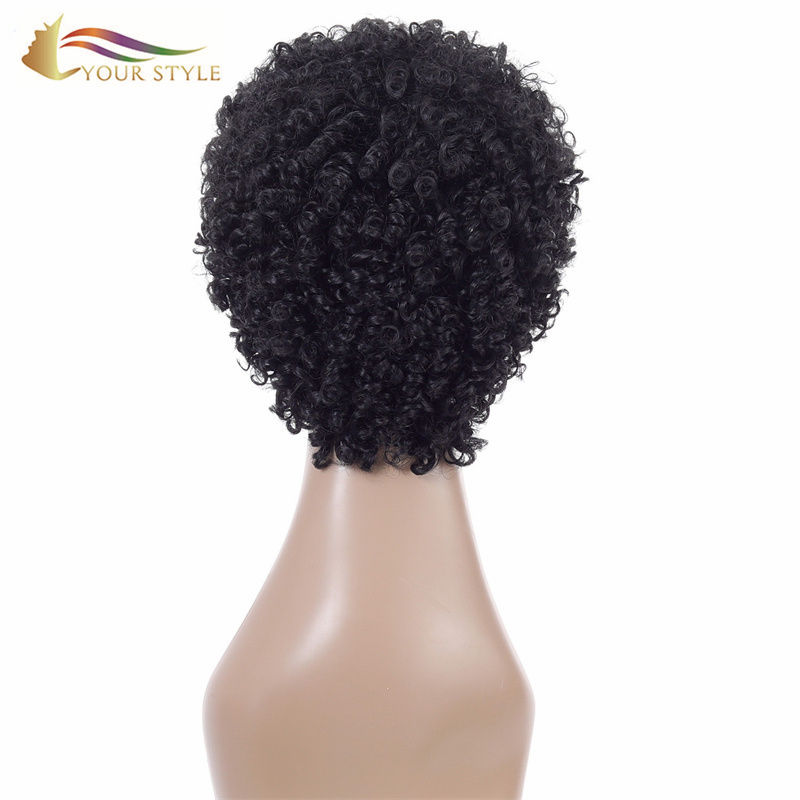 YOUR STYLE , Wholesale  Synthetic Short Wig Afro Kinky Curly Wig Short Haircuts For  Ginger Black Hair Hiaructs Female Wigs For Short Hair Black Women-YOUR STYLE, synthetic wigs synthetic hair extension