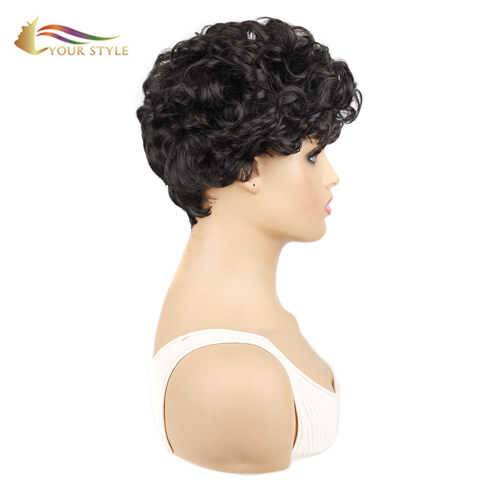 MOKHOA OA HAO , Wholesale Synthetic Short Wavy Wigs For Women Black Pixie Short Pixie Afro Wig Natural Cut Haircuts Ladies Wigs-STYLE HAO, synthetic wigs synthetic hair extension