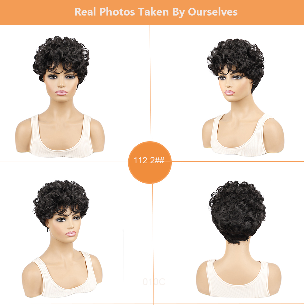 MOKHOA OA HAO , Wholesale Synthetic Short Wavy Wigs For Women Black Pixie Short Pixie Afro Wig Natural Cut Haircuts Ladies Wigs-STYLE HAO, synthetic wigs synthetic hair extension