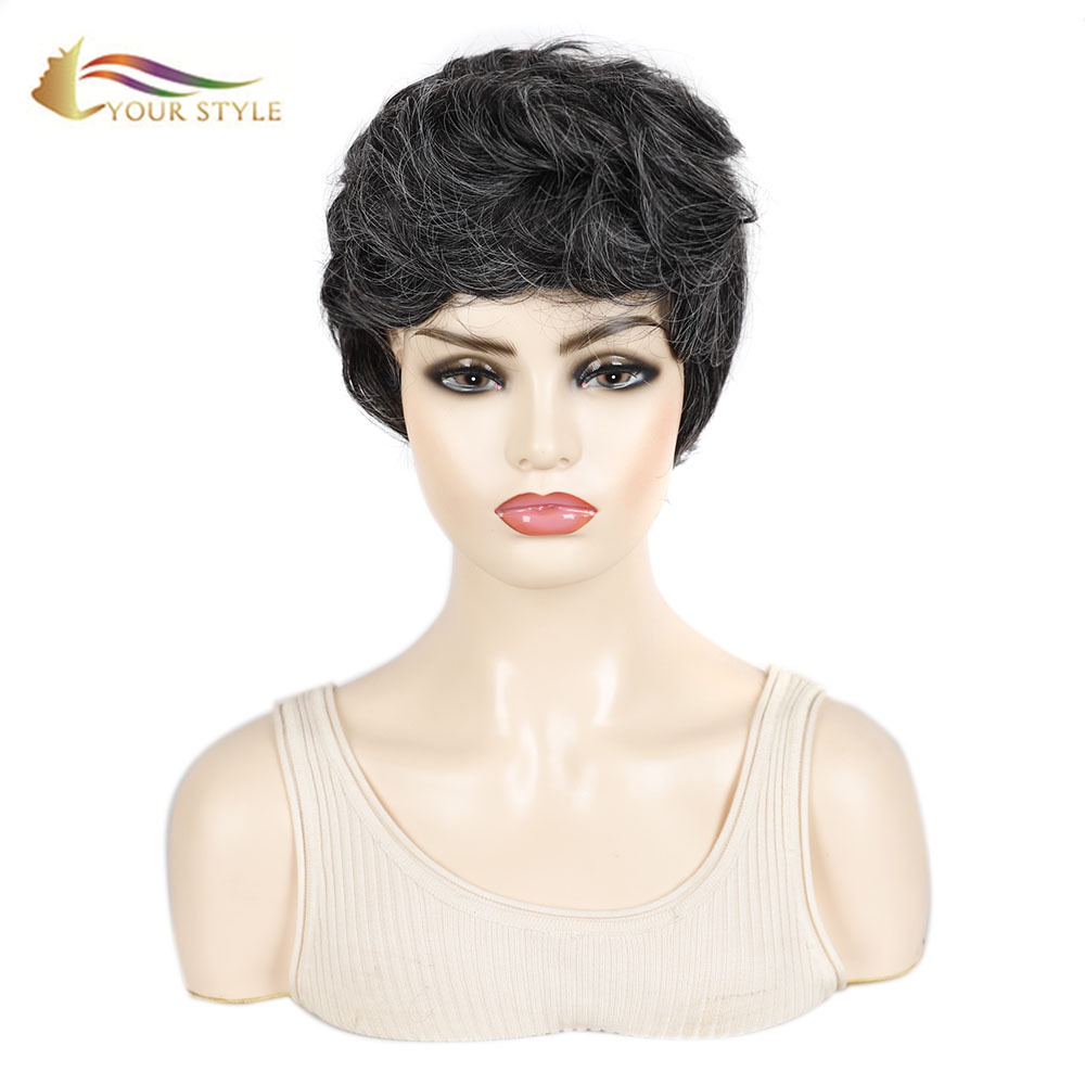 IYONG Estilo, Pakyawan Sintetikong Maikling Wig Para sa Babae Maikling Gupit na May Dami Sa Itaas Mga Gupit Pixie Wig Hairstyles Wave Wavy Female Afro Wig-YOUR STYLE, synthetic wigs synthetic hair extension