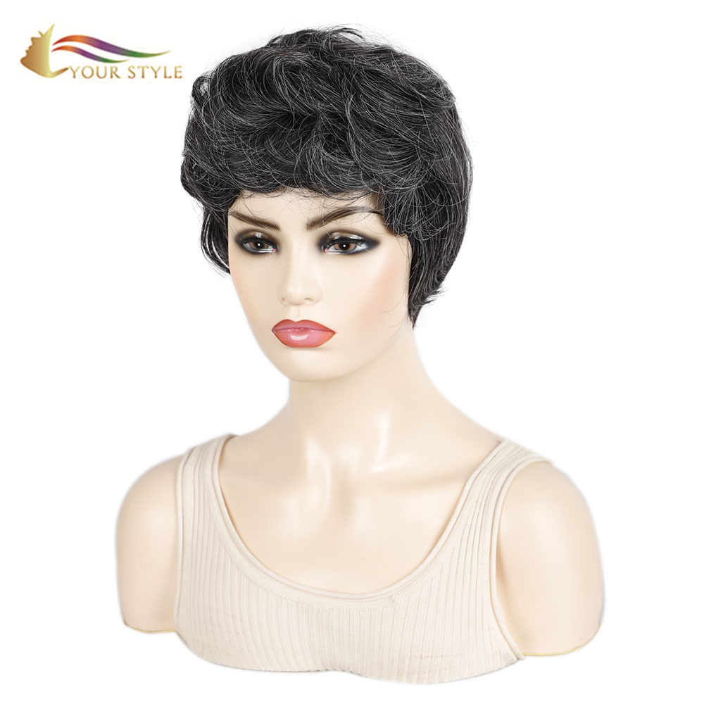 IYONG Estilo, Pakyawan Sintetikong Maikling Wig Para sa Babae Maikling Gupit na May Dami Sa Itaas Mga Gupit Pixie Wig Hairstyles Wave Wavy Female Afro Wig-YOUR STYLE, synthetic wigs synthetic hair extension