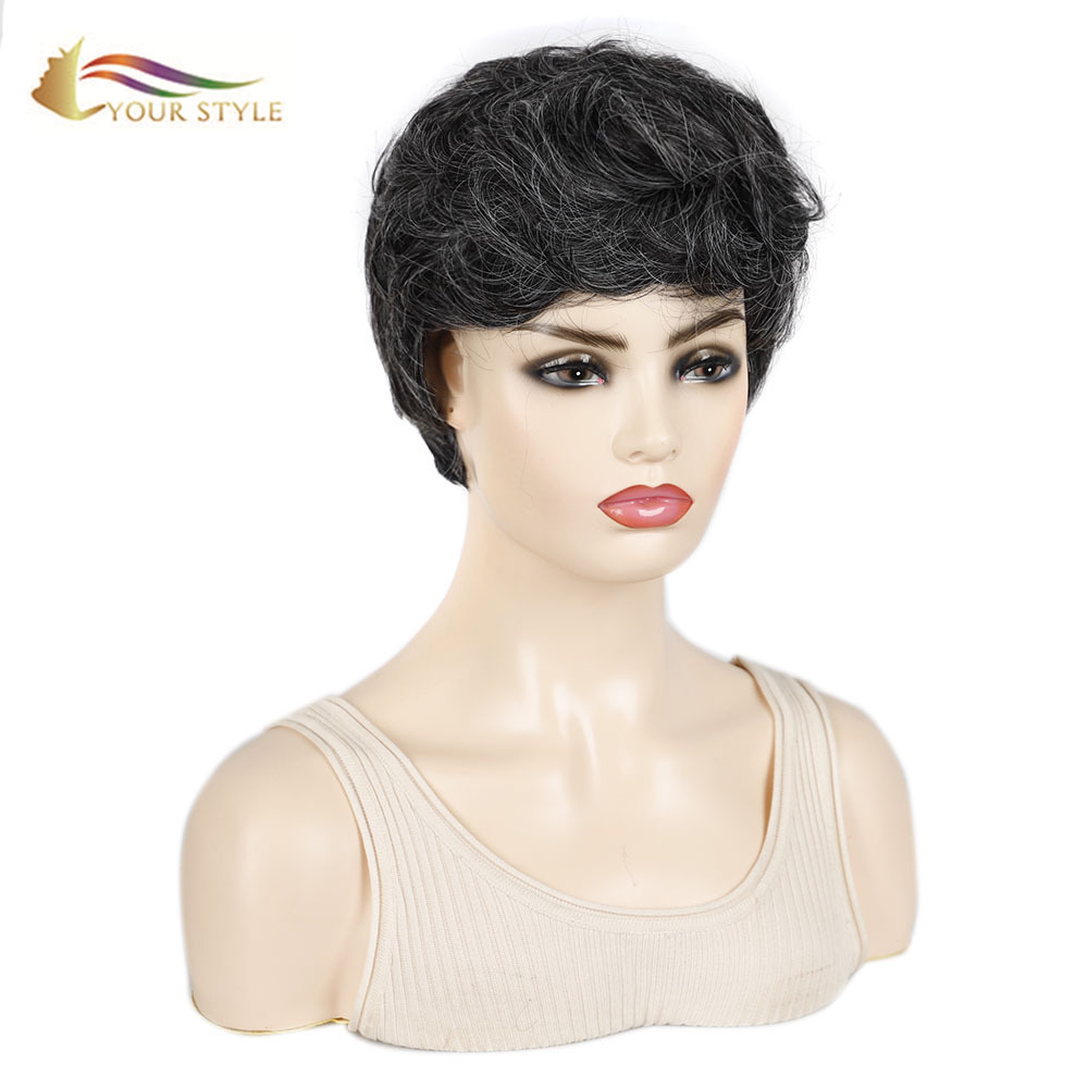 IYONG Estilo, Pakyawan Sintetikong Maikling Wig Para sa Babae Maikling Gupit na May Dami Sa Itaas Mga Gupit Pixie Wig Hairstyles Wave Wavy Female Afro Wig-YOUR STYLE, synthetic wigs synthetic hair extension