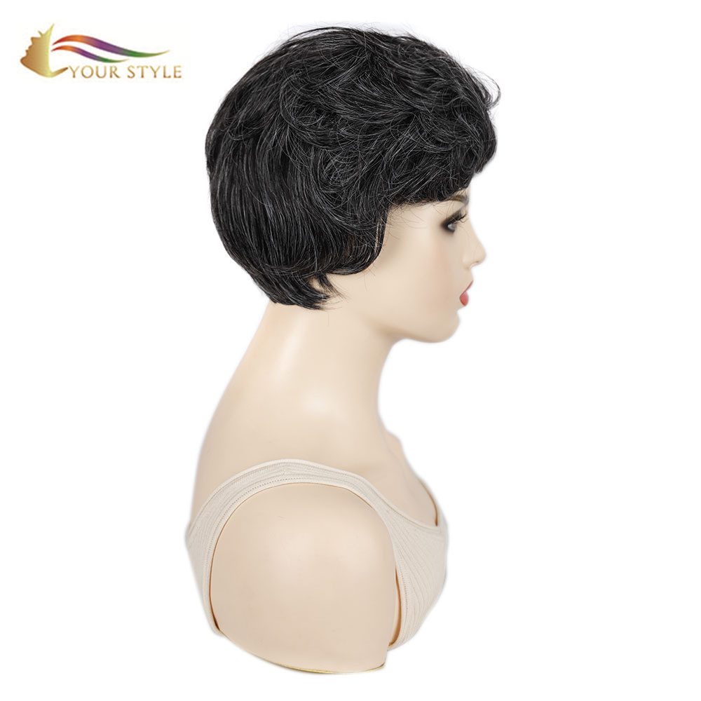 IYONG Estilo, Pakyawan Sintetikong Maikling Wig Para sa Babae Maikling Gupit na May Dami Sa Itaas Mga Gupit Pixie Wig Hairstyles Wave Wavy Female Afro Wig-YOUR STYLE, synthetic wigs synthetic hair extension