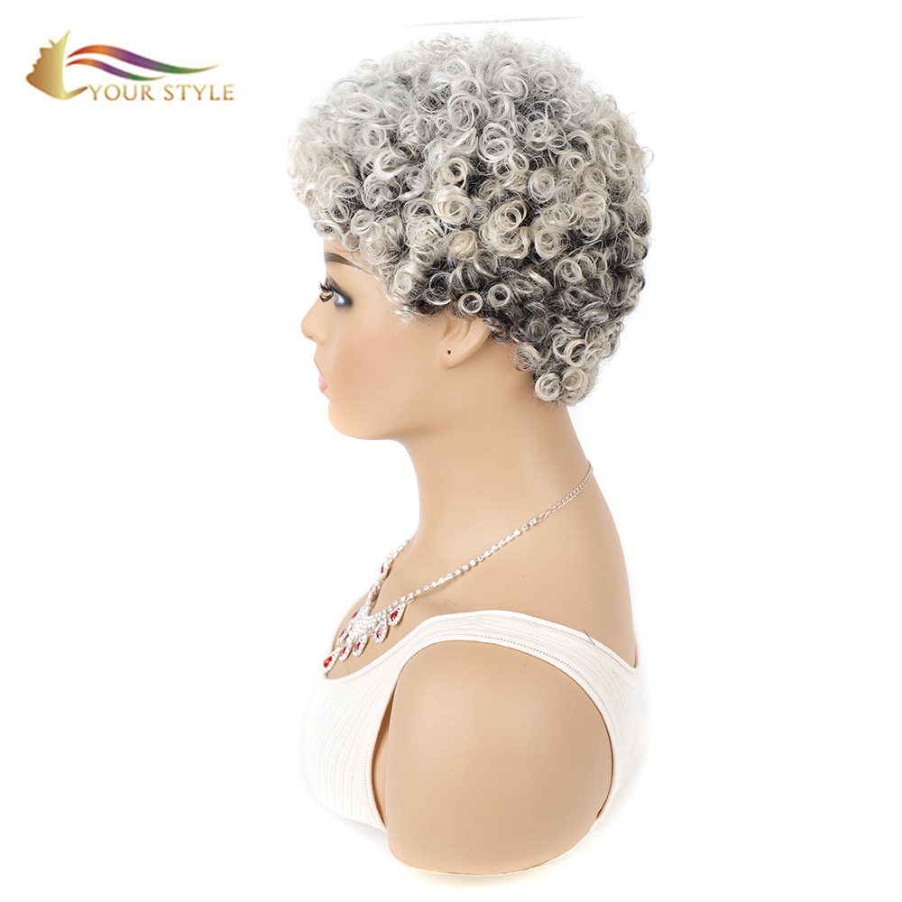 YOUR STYLE , Wholesale Synthetic Short Wigs For Women Afro Kinky Curly Hair Wig Short Pixie Wigs For African American-YOUR STYLE, synthetic wigs synthetic hair extension