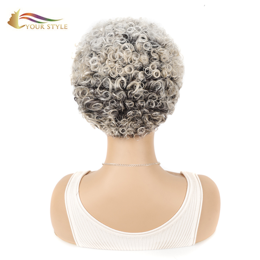 YOUR STYLE , Wholesale Synthetic Short Wigs For Women Afro Kinky Curly Hair Wig Short Pixie Wigs For African American-YOUR STYLE, synthetic wigs synthetic hair extension