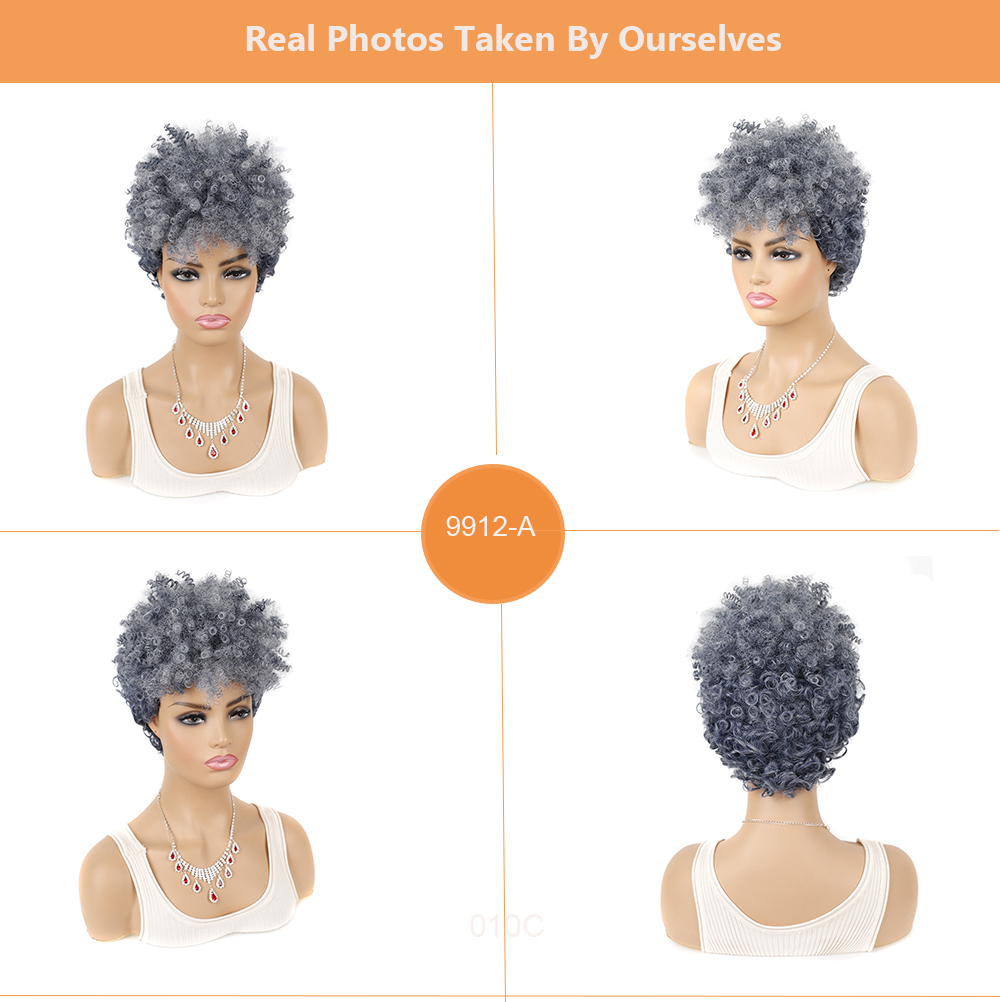 YOUR STYLE Wholesale Synthetic Short Wig Afro Kinky Curly Wig Short Haircuts For Gray Hair Natural Hair Cut Hiaructs Female Wigs For Short Hair-YOUR STYLE, synthetic wigs synthetic hair extension