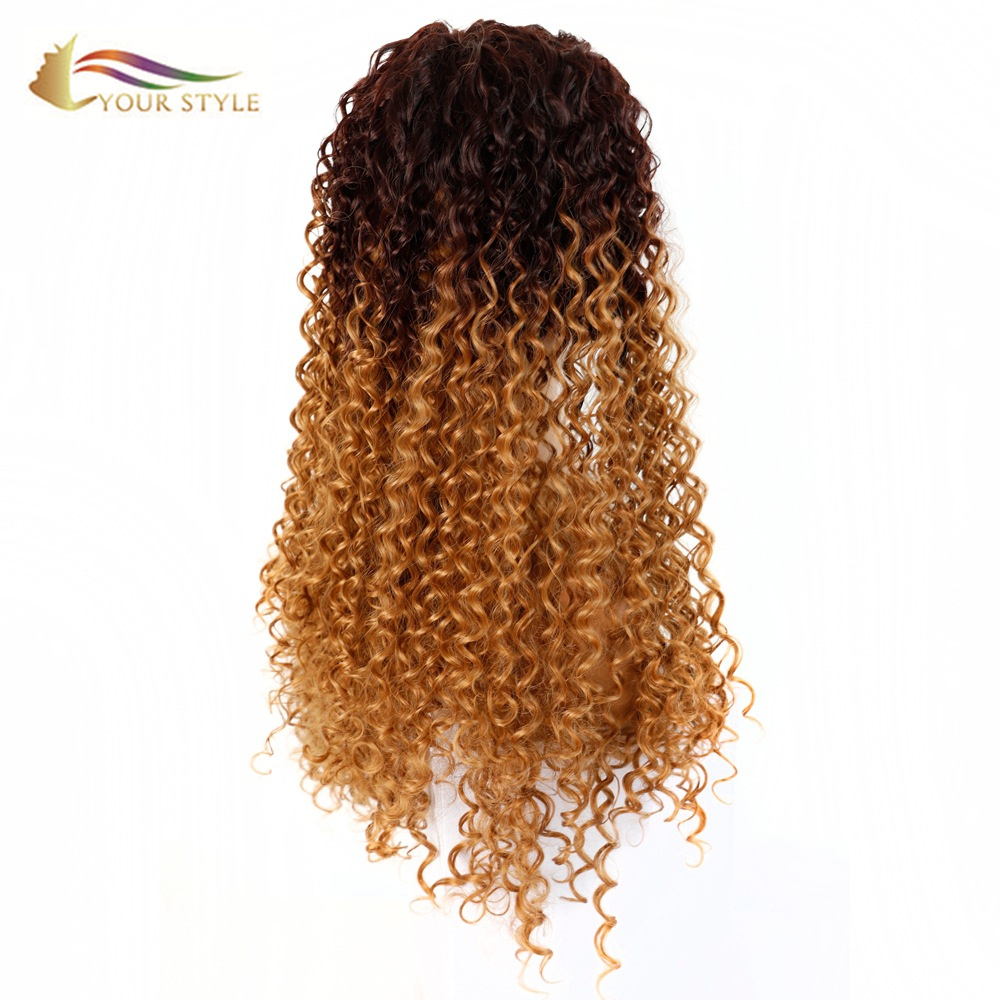 YOUR STYLE Synthetic Long Kinky Curly Wig Mixed Honey brownBrown Afro Wigs For African American Women Ladies Girls Female Afro Wig-YOUR STYLE, synthetic wigs synthetic hair extension