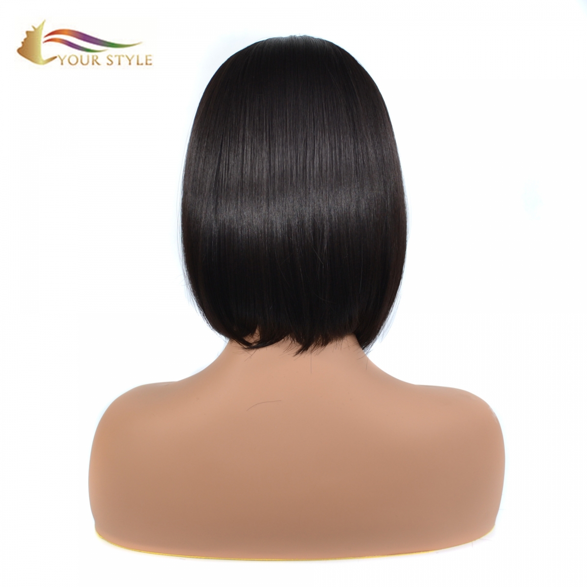 YOUR STYLE,  Synthetic Bob Wig With Middle Part Afro Wig Black Women Black Mixed Brown Female Afro Wig-YOUR STYLE, synthetic wigs synthetic hair extension