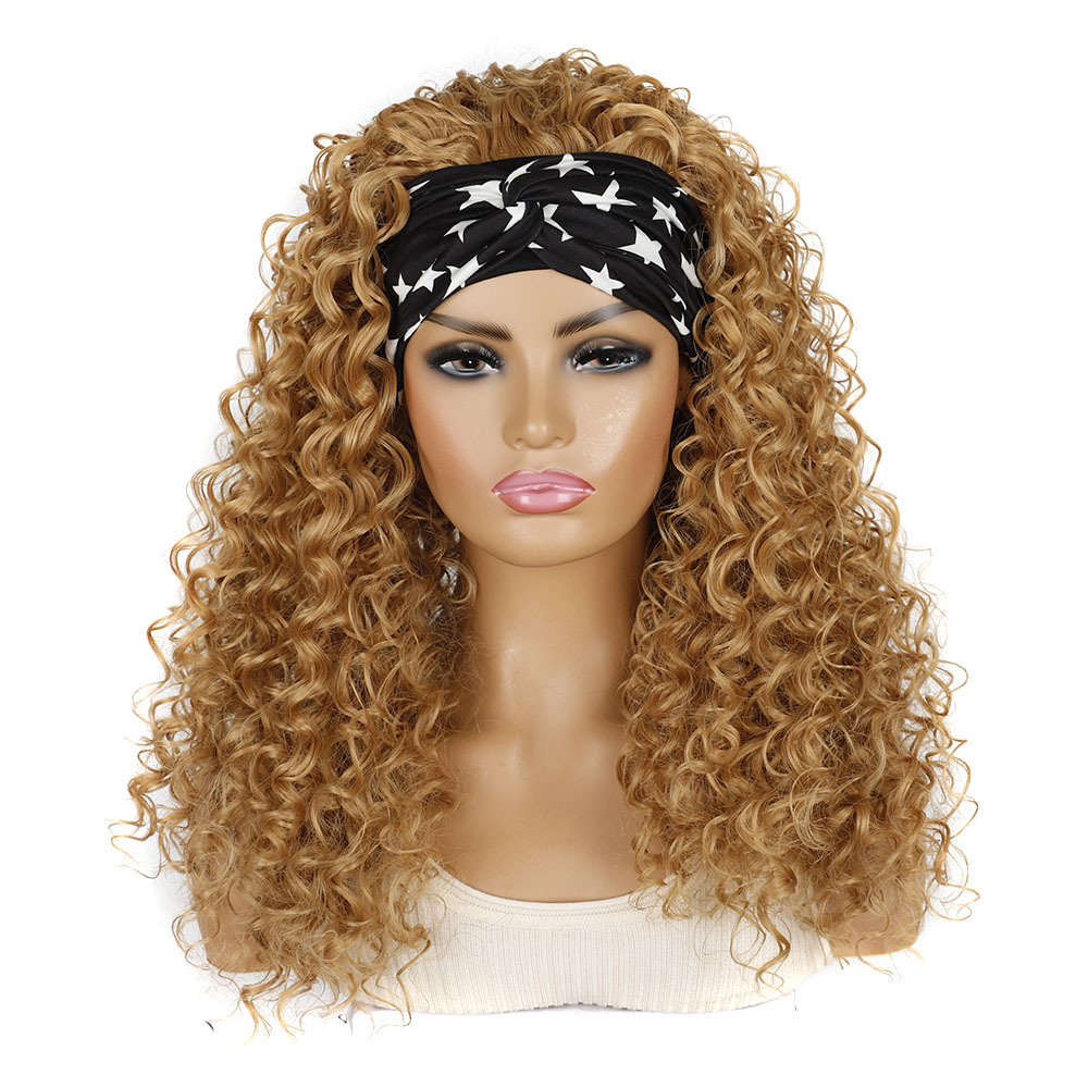 YOUR STYLE, Wholesale Synthetic Curly Headband Wig Loose Deep Wave Wig Black Blonde Light Brown Black Afro Wig Black Woman-YOUR STYLE, synthetic wigs synthetic hair extension