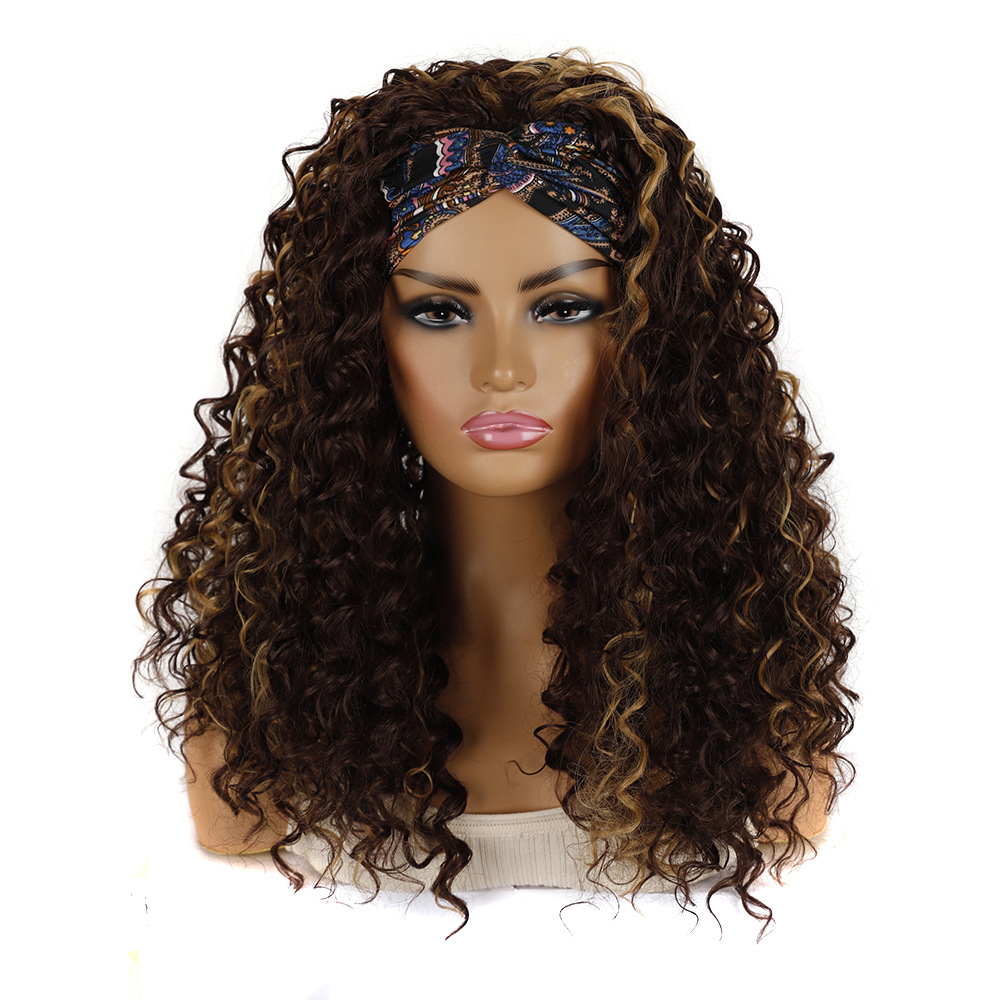 YOUR STYLE, Wholesale Synthetic Curly Headband Wig Loose Deep Wave Wig Black Blonde Light Brown Black Afro Wig Black Woman-YOUR STYLE, synthetic wigs synthetic hair extension