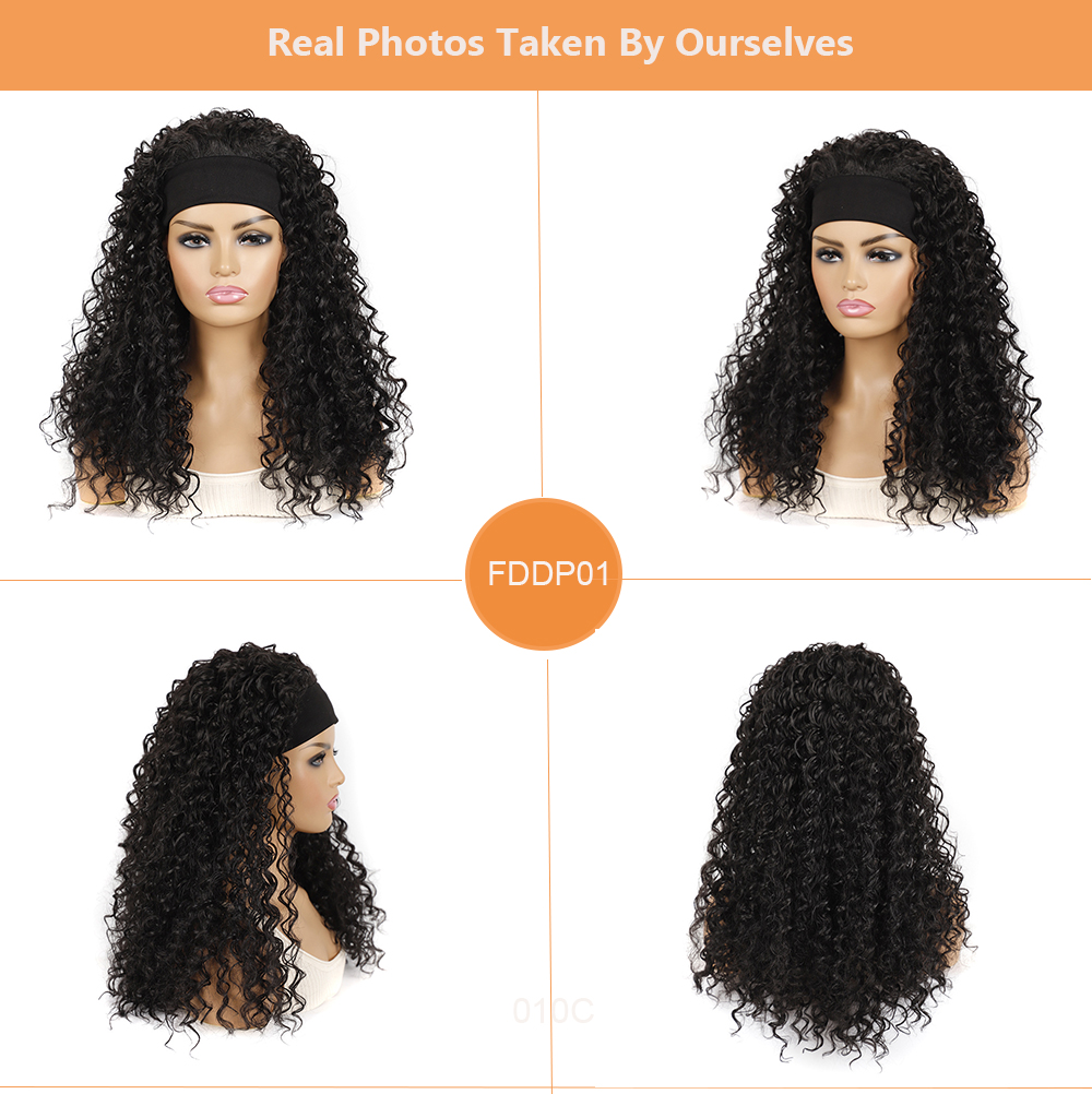 YOUR STYLE, Wholesale Synthetic Curly Headband Wig Loose Deep Wave Wig Black Blonde Light Brown Black Afro Wig Black Woman-YOUR STYLE, synthetic wigs synthetic hair extension