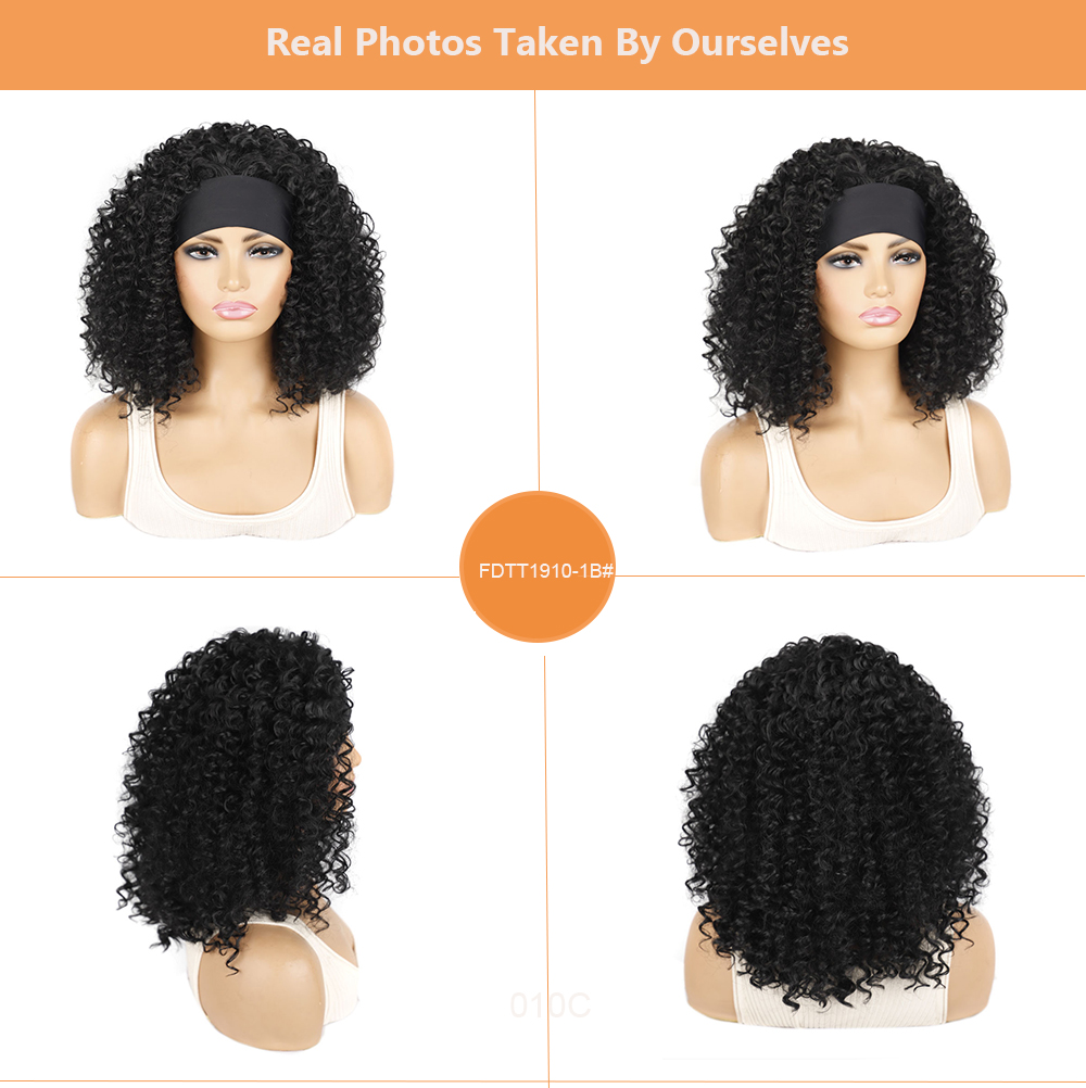 YOUR STYLE ,  Synthetic Headband Wig  Curly Bob Wig For Black Women Deep Wave Short Bob Hairstyles Wigs For Black Ladies Girls Afro Wig For Halloween-YOUR STYLE, synthetic wigs synthetic hair extension