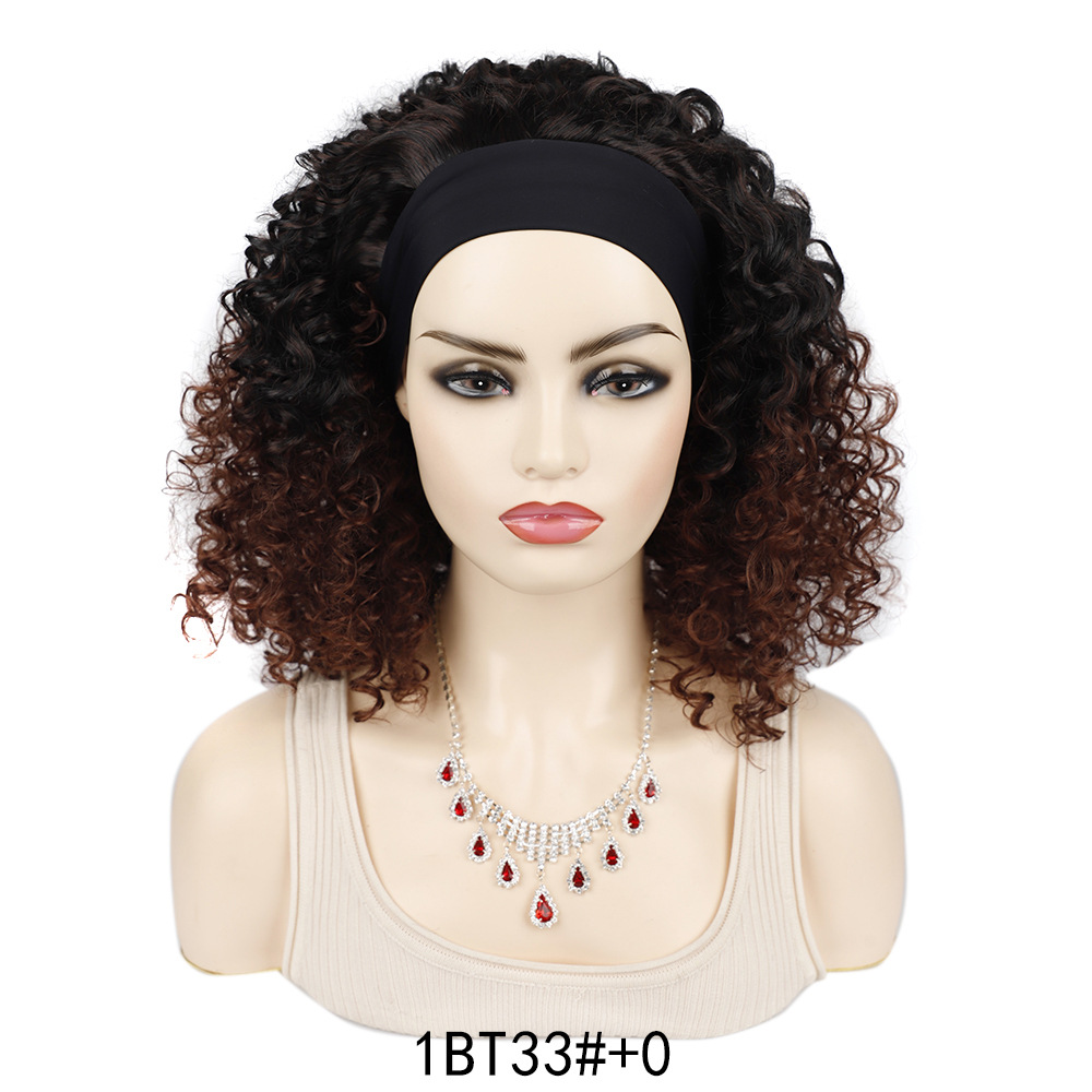 YOUR STYLE ,  Synthetic Headband Wig  Curly Bob Wig For Black Women Deep Wave Short Bob Hairstyles Wigs For Black Ladies Girls Afro Wig For Halloween-YOUR STYLE, synthetic wigs synthetic hair extension