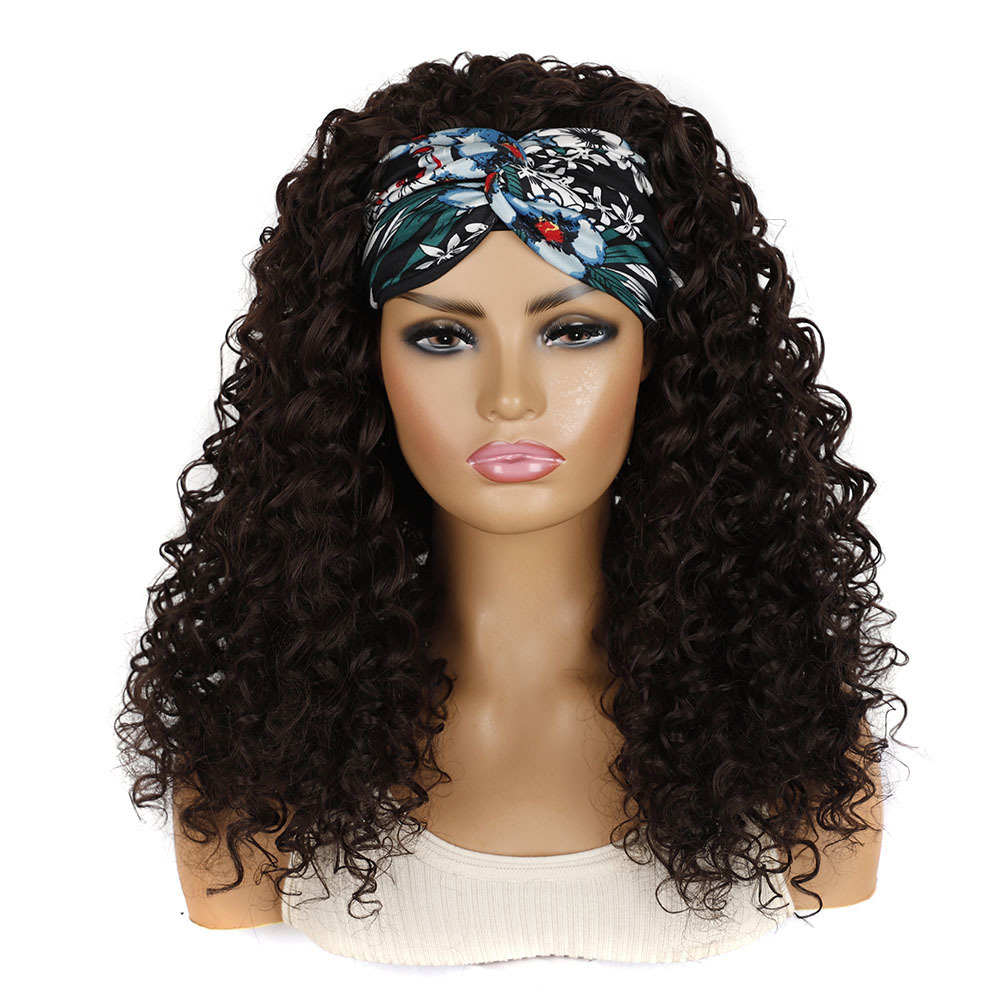 YOUR STYLE , Synthetic Curly Headband Wig Black Blonde Light Brown Black Afro Wig Black Woman-YOUR STYLE, synthetic wigs synthetic hair extension