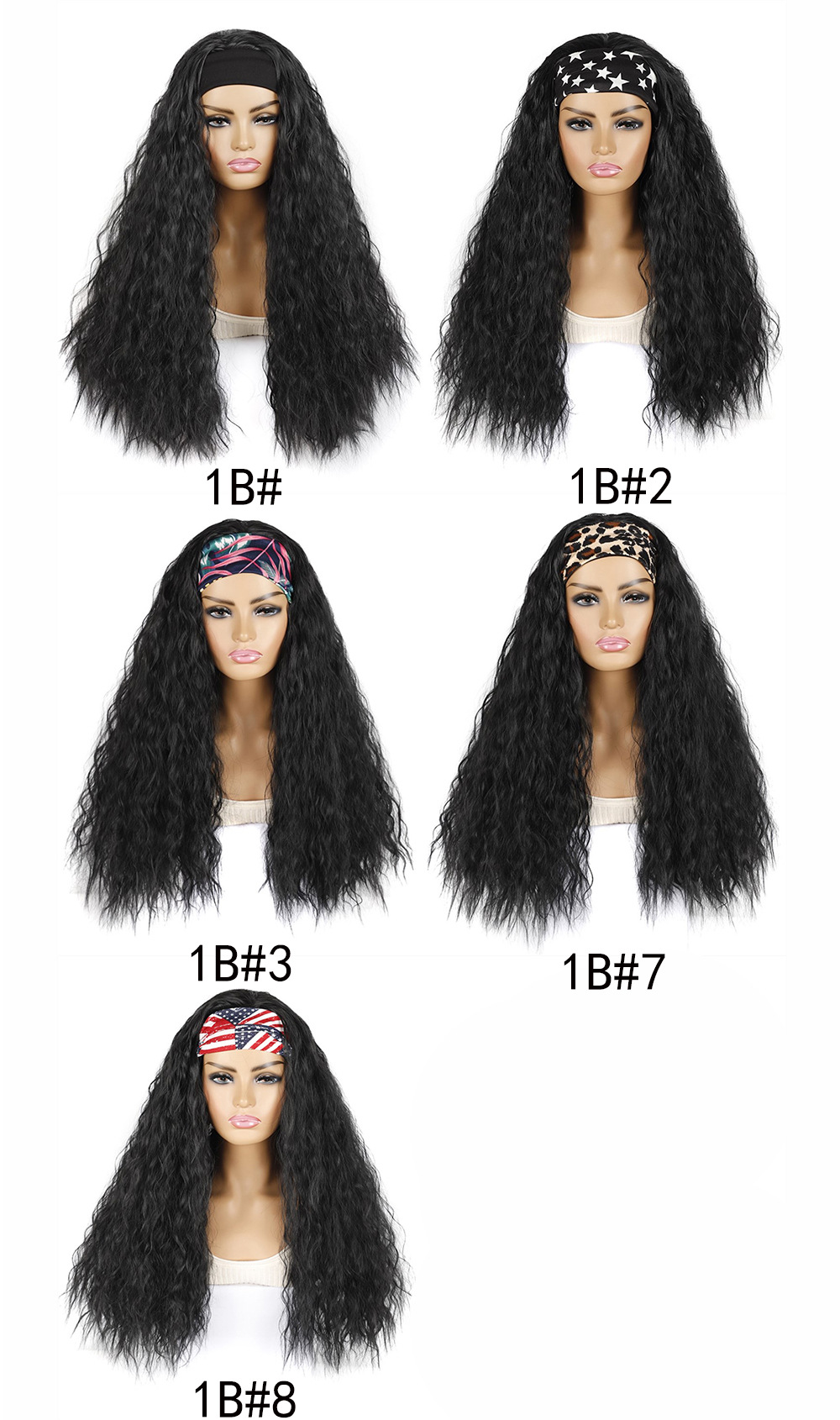 YOUR STYLE , Synthetic Headband Wig Corn Whisker Long Wig Natural Curly Hair Afro Wig-YOUR STYLE, synthetic wigs synthetic hair extension