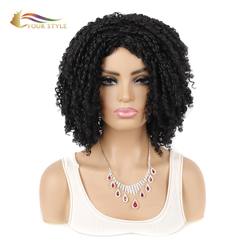 YOUR STYLE Synthetic Short Kinky Curly Wigs Afro Wig Black Women-YOUR STYLE，合成假发合成接发