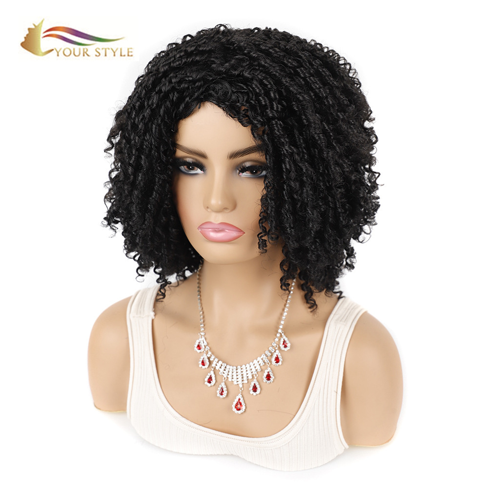 YOUR STYLE Synthetic Short Kinky Curly Wigs Afro Wig Black Women-YOUR STYLE，合成假发合成接发