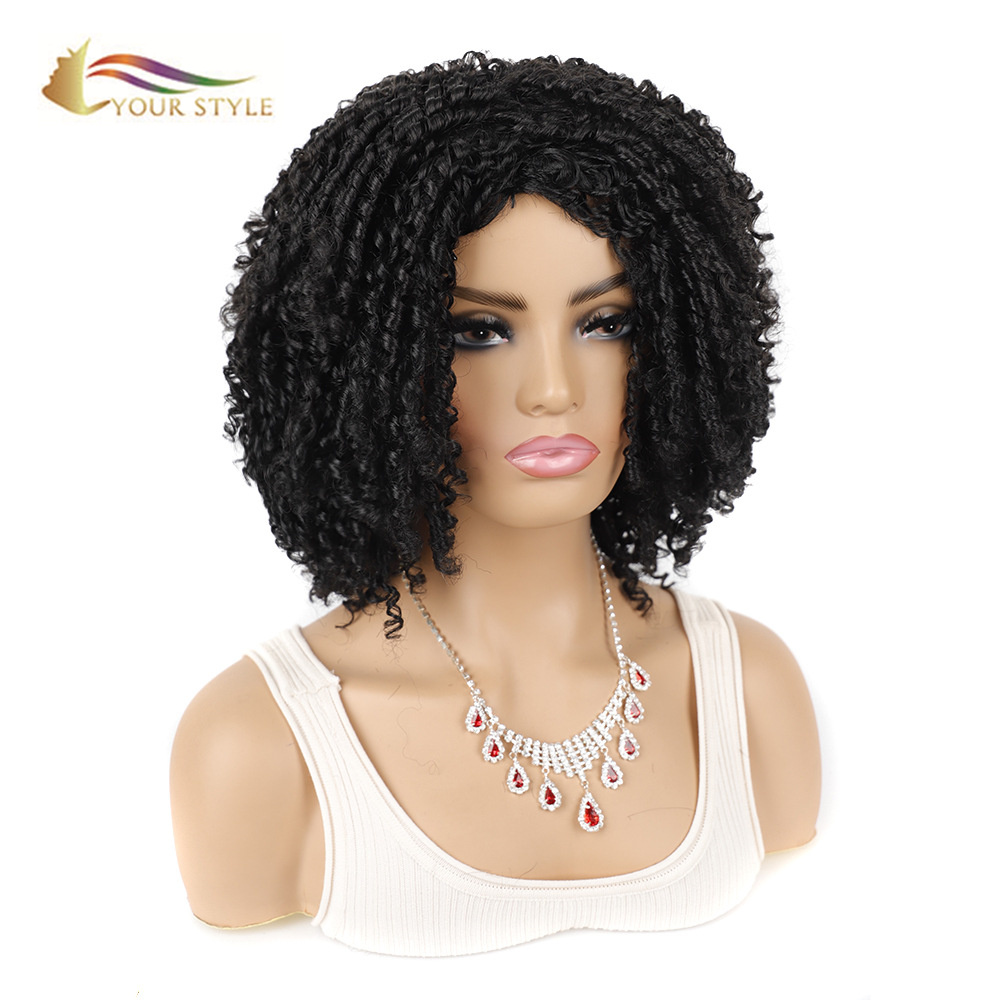 YOUR STYLE Synthetic Short Kinky Curly Wigs Afro Wig Black Women-YOUR STYLE，合成假发合成接发