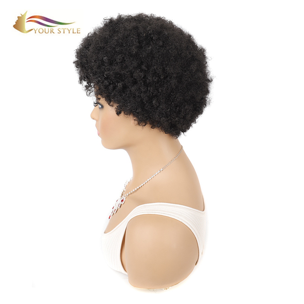 YOUR STYLE, Synthetic Short Kinky Curly Wig  Hairstyles Short Haircuts For Black Women  Afro Wigs For African American-YOUR STYLE, synthetic wigs synthetic hair extension