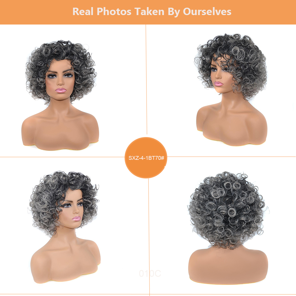 YOUR STYLE , Short Afro Kinky Curly Wigs African American Black Old Women-YOUR STYLE, synthetic wigs synthetic hair extension