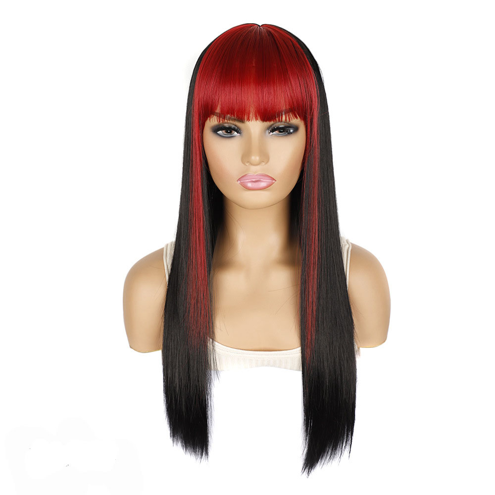 YOUR STYLE , Synthetic Long Straight Wigs With Bangs Women Girls Costume Cosplay Halloween Party Wigs-YOUR STYLE, synthetic wigs synthetic hair extension