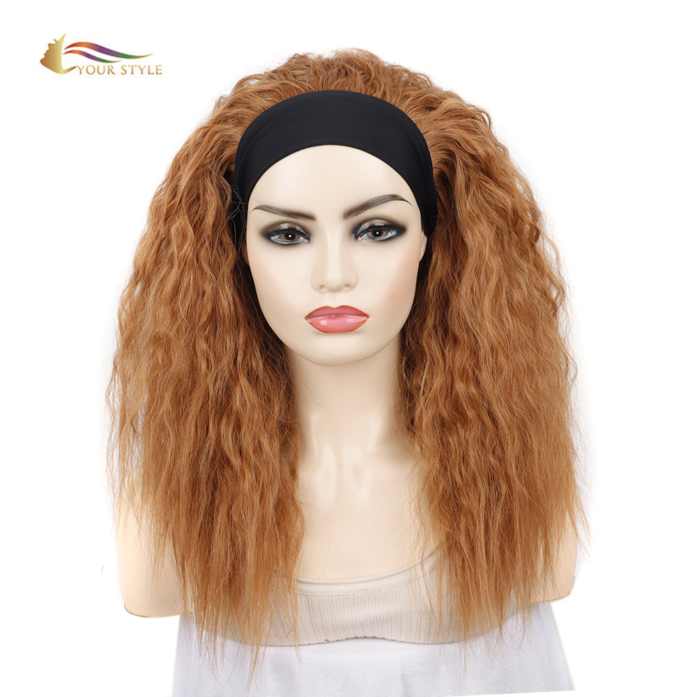 YOUR STYLE , Wig Wholesaler Synthetic Afro Headband Wigs  Ginger Brown Afro Wig-YOUR STYLE, synthetic wigs synthetic hair extension