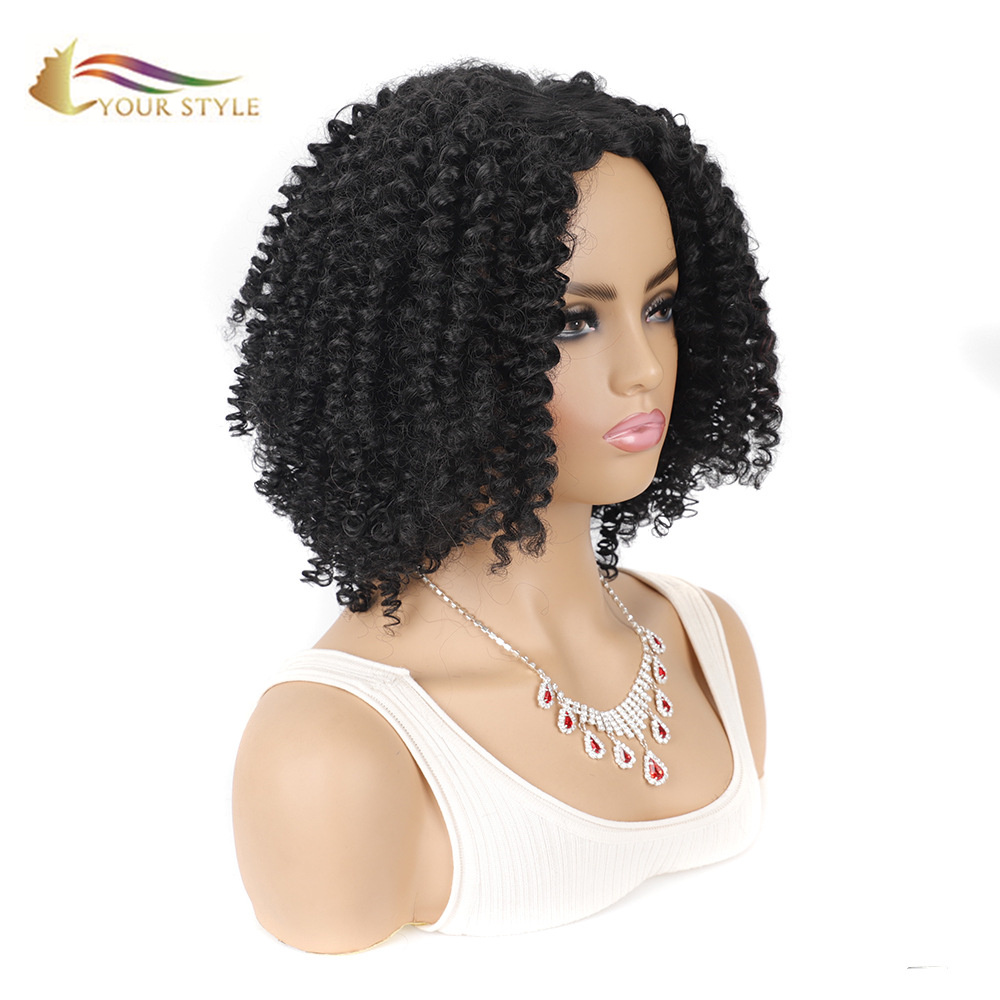 EL TEU ESTIL , Perruca curta sintètica Perruques afro Kinky Curly Perruca Afro Dona Negra - EL TEU ESTIL, perruques sintètiques extensió de cabell sintètic