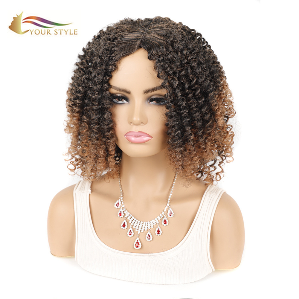 Your STYLE, Hair 공급자 Afro Kinky Curly Wigs Ombre Afro Wig Black Afro American Women-YOUR STYLE, 합성 가발 합성 머리 확장