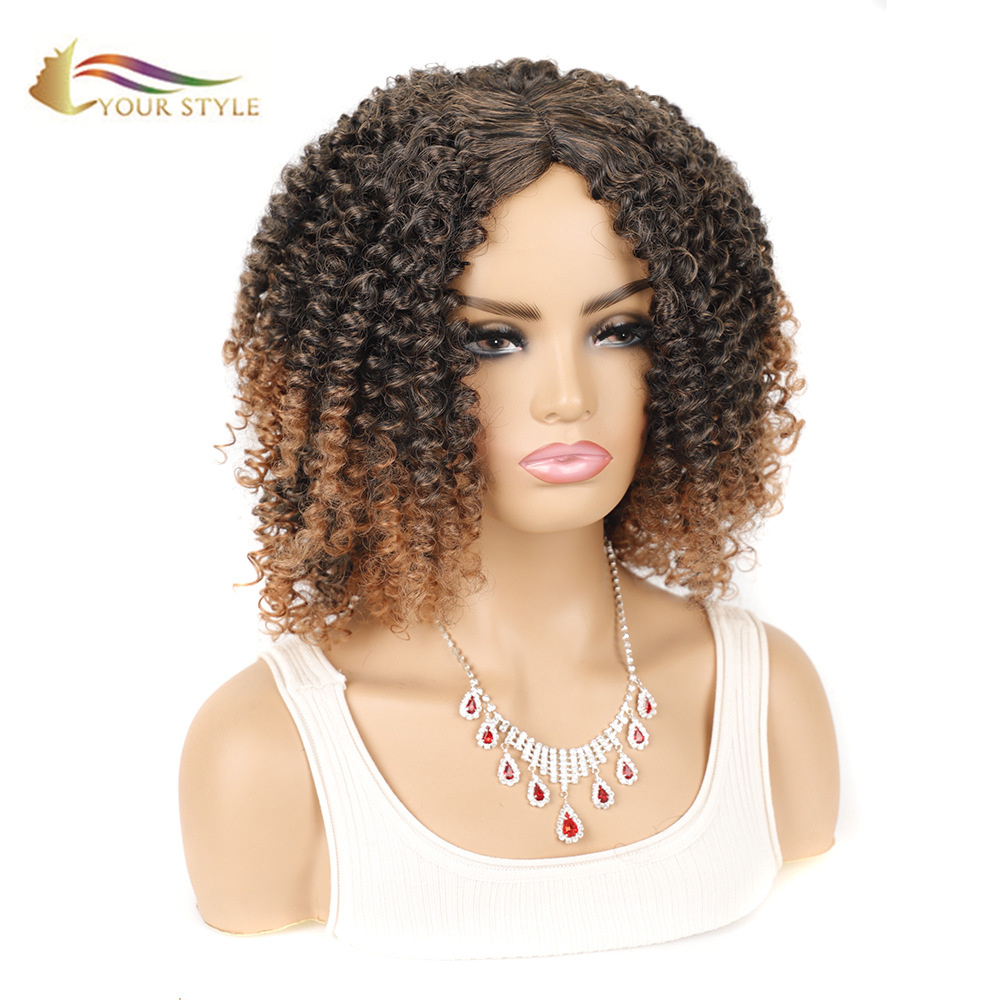 Your STYLE, Hair 공급자 Afro Kinky Curly Wigs Ombre Afro Wig Black Afro American Women-YOUR STYLE, 합성 가발 합성 머리 확장