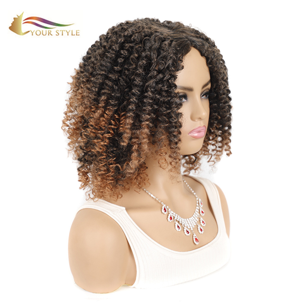 Your STYLE, Hair 공급자 Afro Kinky Curly Wigs Ombre Afro Wig Black Afro American Women-YOUR STYLE, 합성 가발 합성 머리 확장