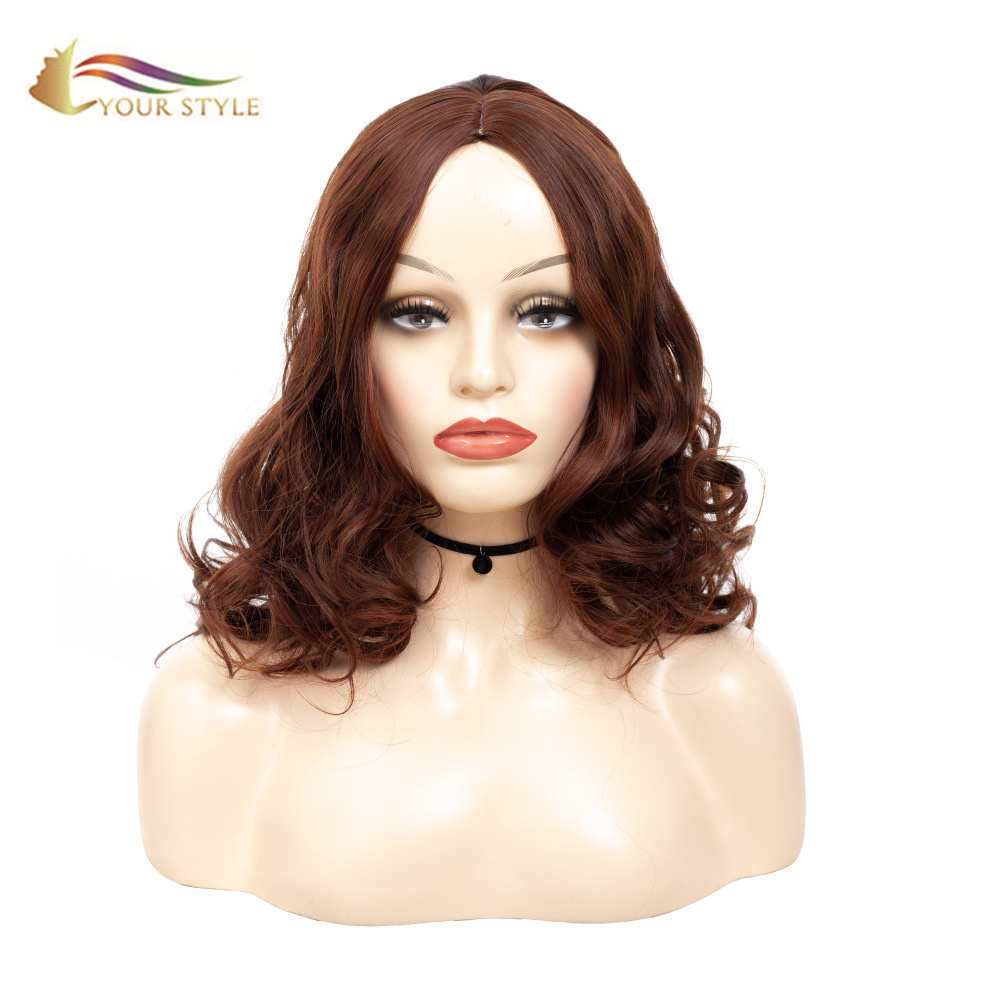 YOUR STYLE , Wig Wholesaler Synthetic Medium Wavy Wig Brown Women-YOUR STYLE, synthetic wigs synthetic hair extension