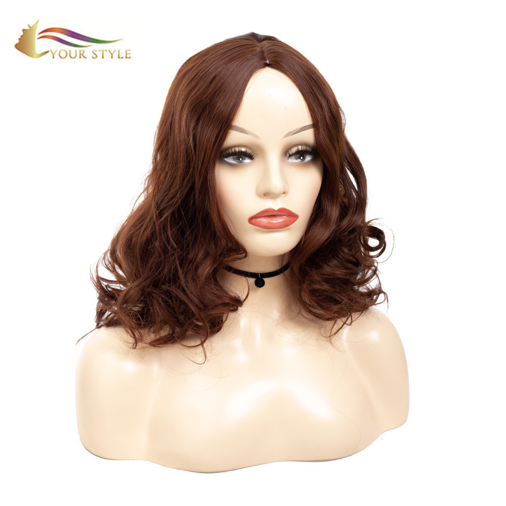 YOUR STYLE , Wig Wholesaler Synthetic Medium Wavy Wig Brown Women-YOUR STYLE, synthetic wigs synthetic hair extension