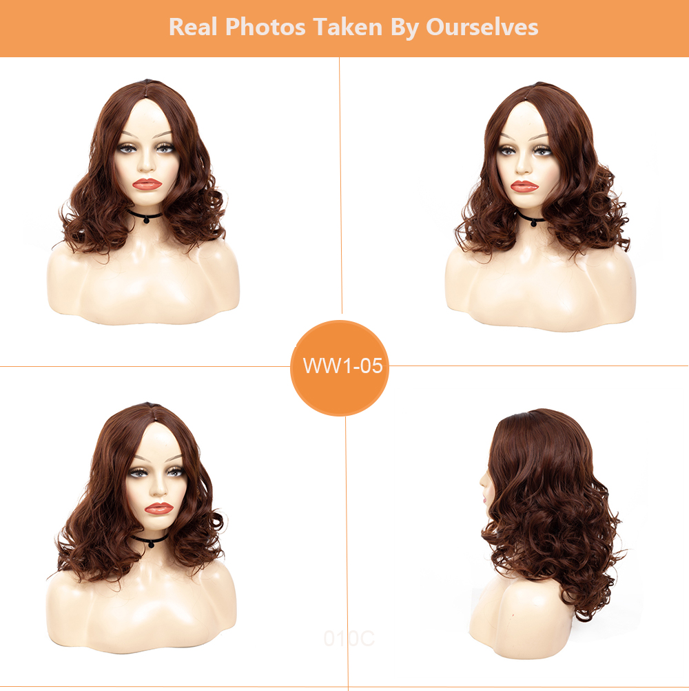 YOUR STYLE , Wig Wholesaler Synthetic Medium Wavy Wig Brown Women-YOUR STYLE, synthetic wigs synthetic hair extension