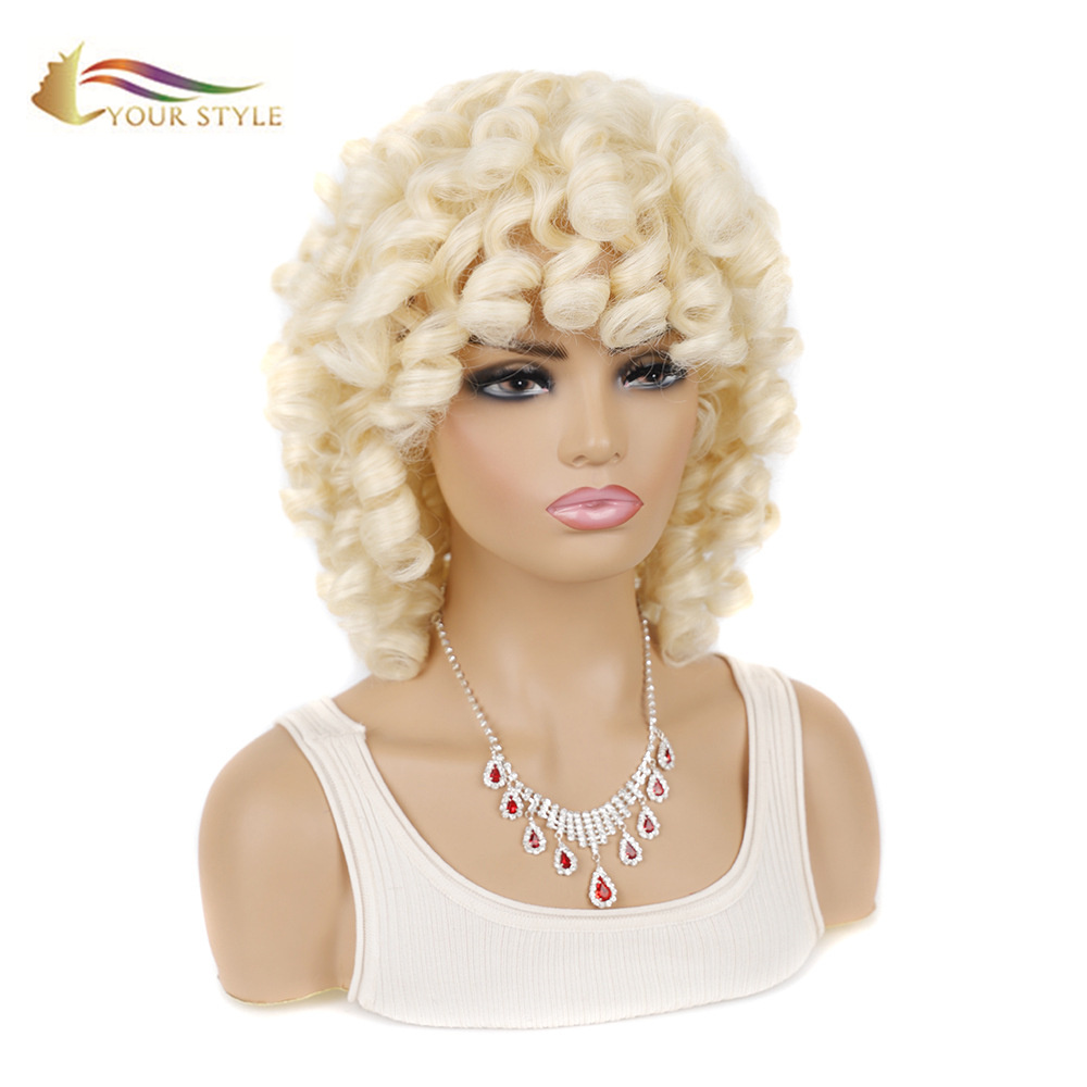 YOUR STYLE , Wig Wholesaler Medium Big Wave Wig Blonde Afro  Women-YOUR STYLE, synthetic wigs synthetic hair extension