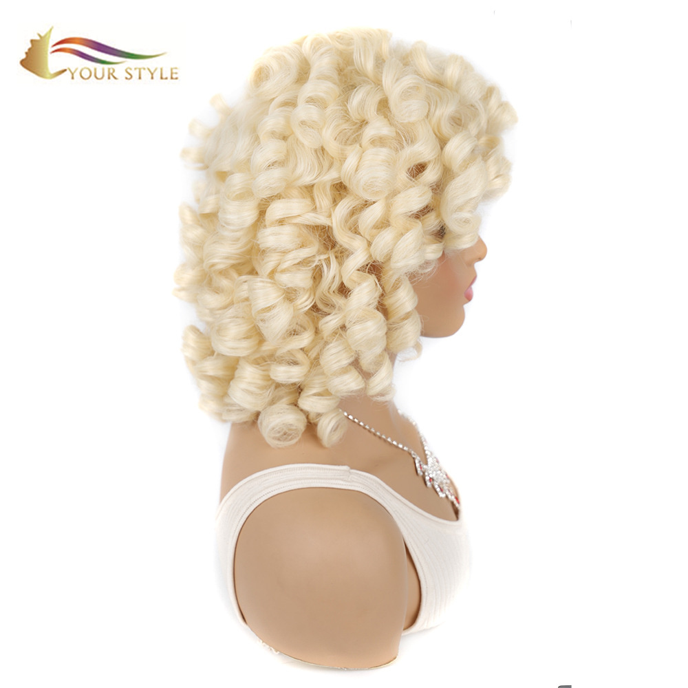 YOUR STYLE , Wig Wholesaler Medium Big Wave Wig Blonde Afro  Women-YOUR STYLE, synthetic wigs synthetic hair extension