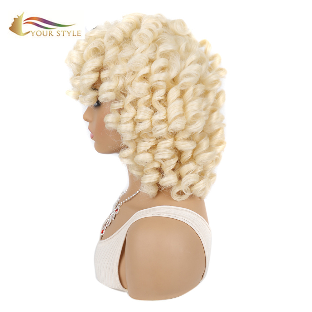 YOUR STYLE , Wig Wholesaler Medium Big Wave Wig Blonde Afro  Women-YOUR STYLE, synthetic wigs synthetic hair extension