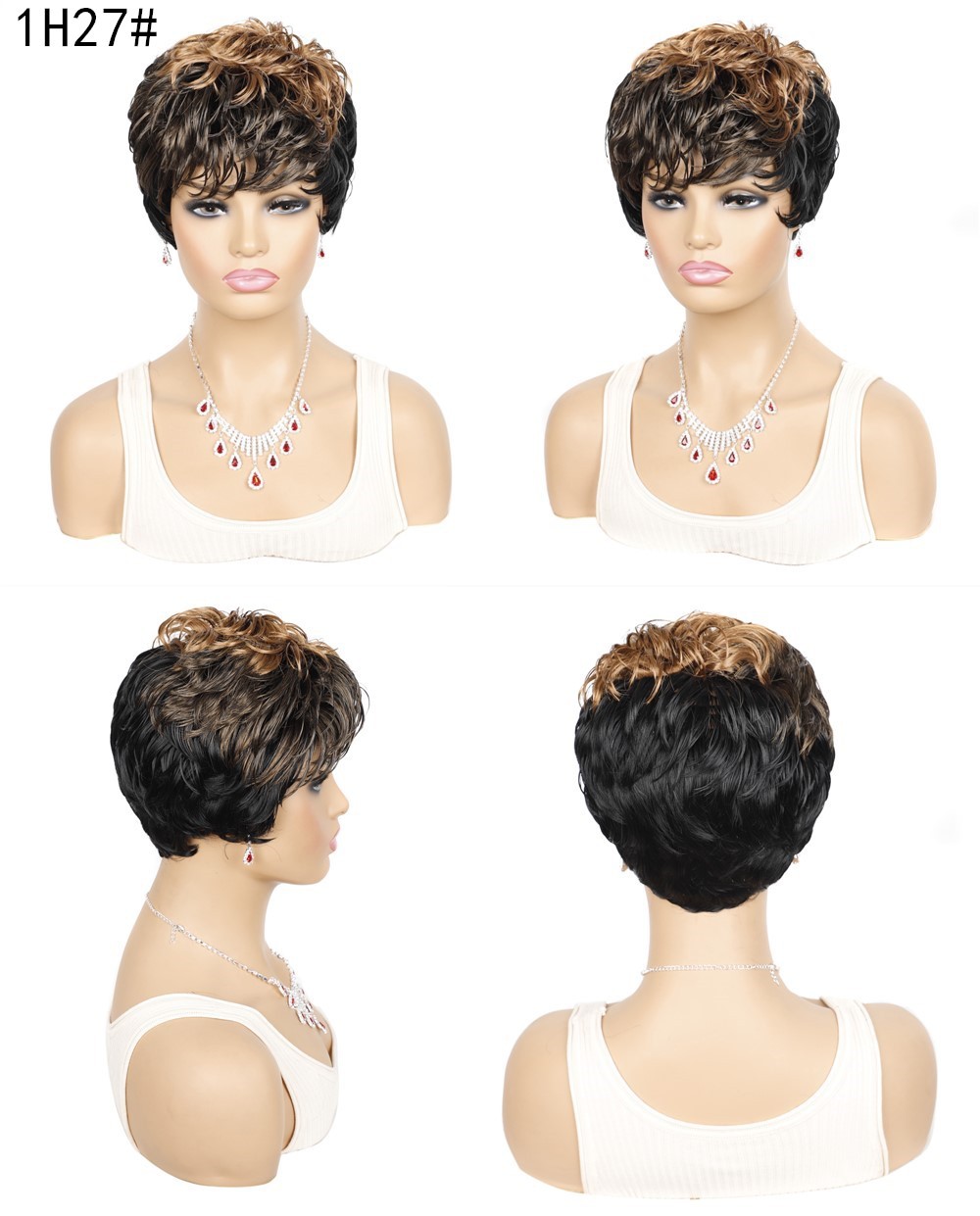 YOUR STYLE ,Wig Wholesaler Synthetic Short Pixie Brown Wigs Short Haircuts For Afro Women Short Hair Wig Female Wigs-YOUR STYLE, synthetic wigs synthetic hair extension