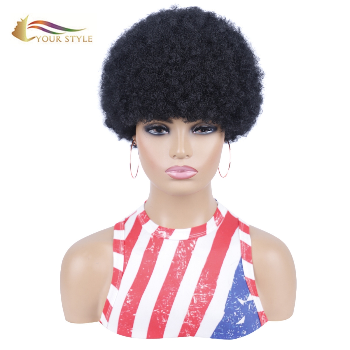 YOUR STYLE , Wig Wholesaler Synthetic Afro Wig Short  Kinky Curly Wig Black Women Afro Wig Curly Short Cut Wig-YOUR STYLE, synthetic wigs synthetic hair extension