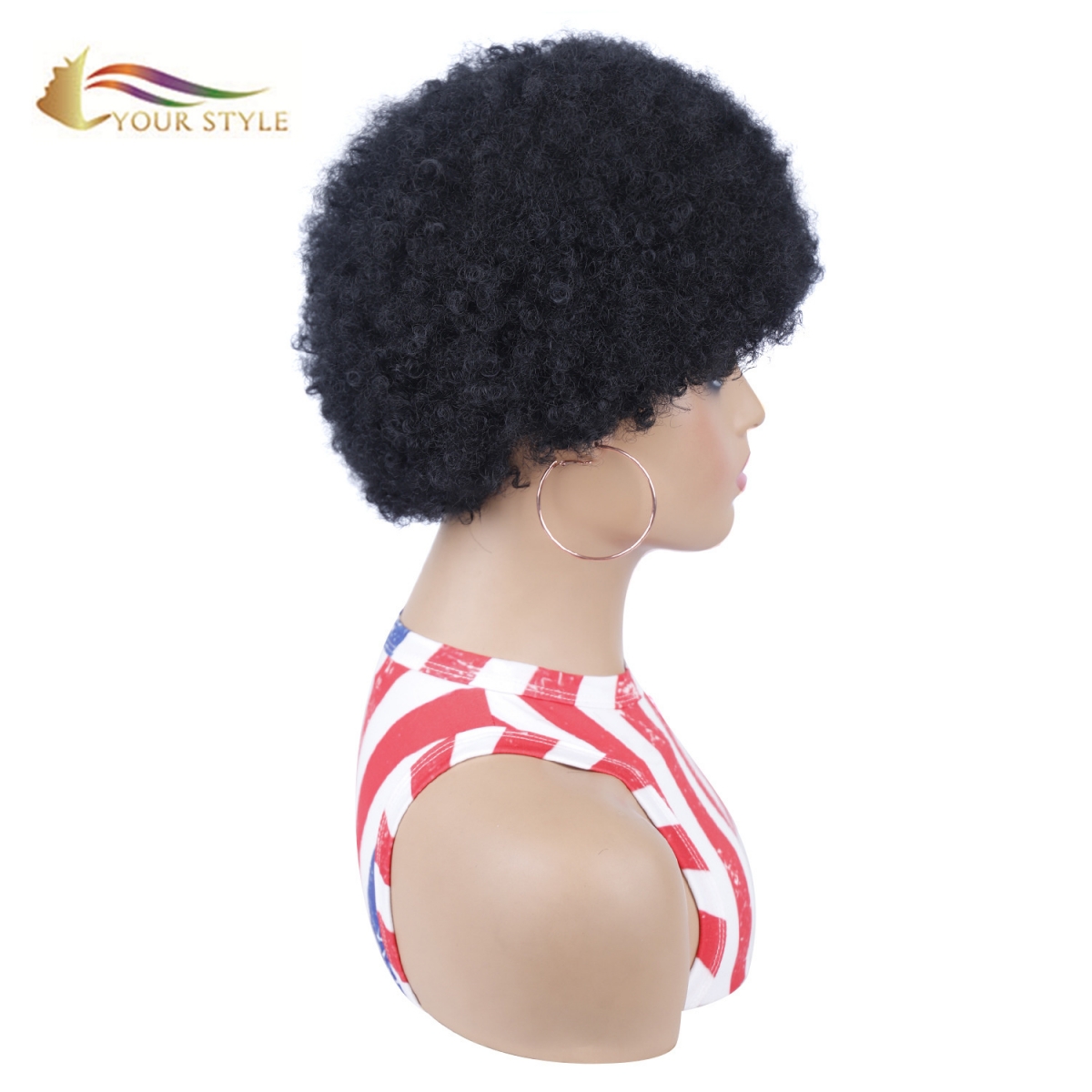 YOUR STYLE , Wig Wholesaler Synthetic Afro Wig Short  Kinky Curly Wig Black Women Afro Wig Curly Short Cut Wig-YOUR STYLE, synthetic wigs synthetic hair extension