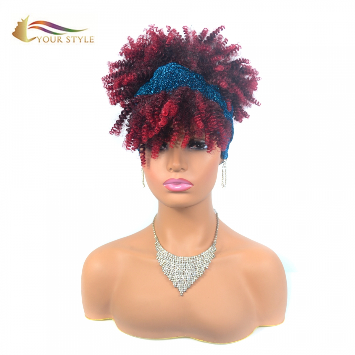 YOUR STYLE , Headband Wig Short Afro Kinky Curly Wig Afro African American Black Women Girls Ladies-YOUR STYLE, synthetic wigs synthetic hair extension