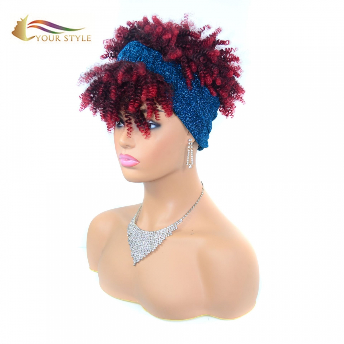 YOUR STYLE , Headband Wig Short Afro Kinky Curly Wig Afro African American Black Women Girls Ladies-YOUR STYLE, synthetic wigs synthetic hair extension