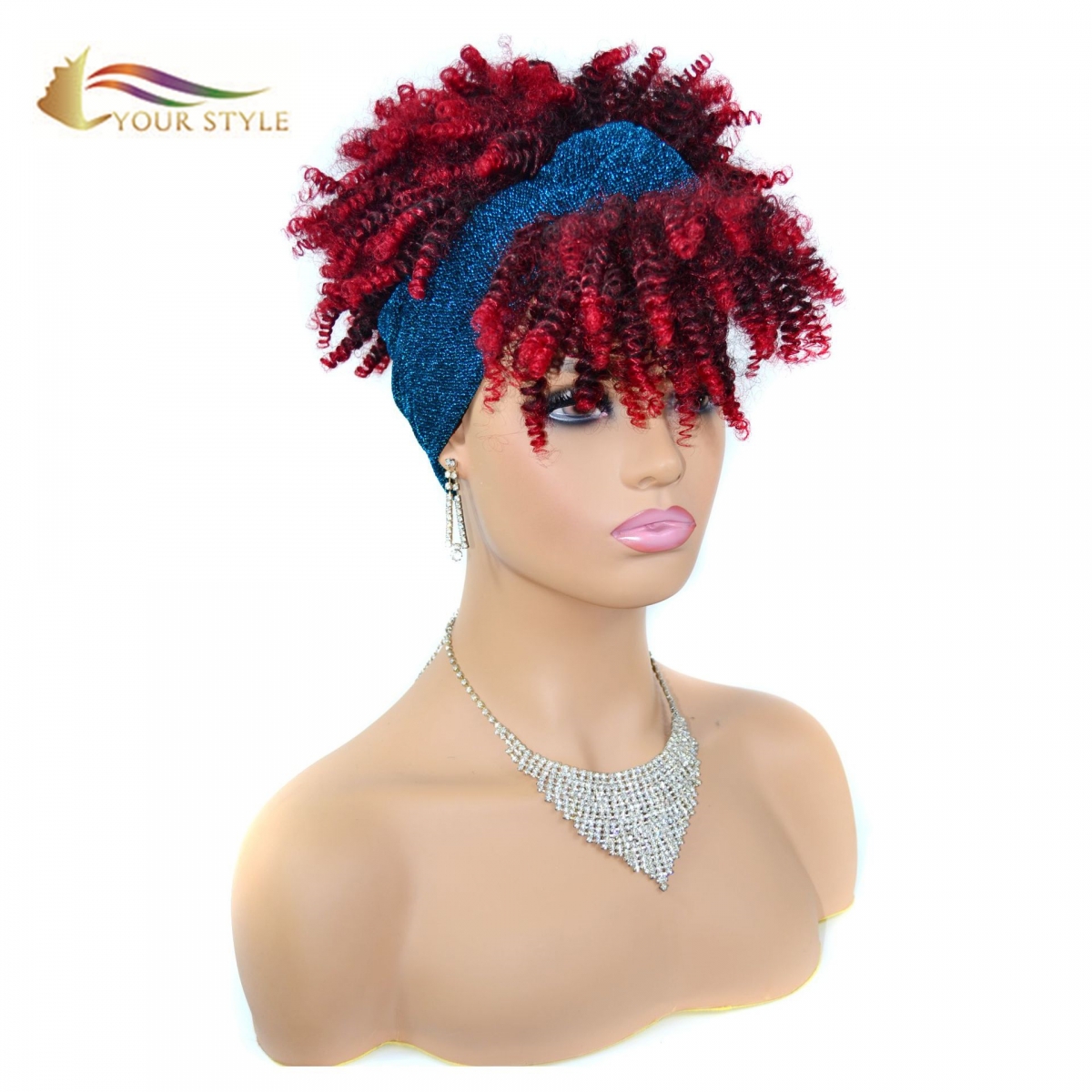 YOUR STYLE , Headband Wig Short Afro Kinky Curly Wig Afro African American Black Women Girls Ladies-YOUR STYLE, synthetic wigs synthetic hair extension