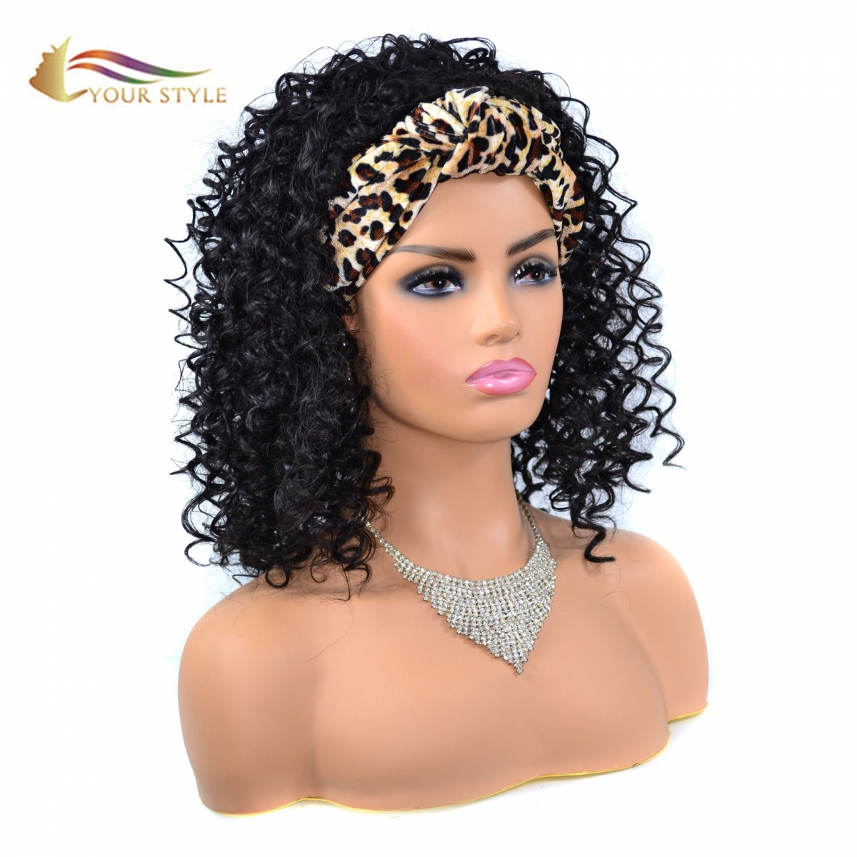 YOUR STYLE , Synthetic Short Headband Wig Kinky Curly Hair Wig  For Black Women Afro Wig-YOUR STYLE, synthetic wigs synthetic hair extension