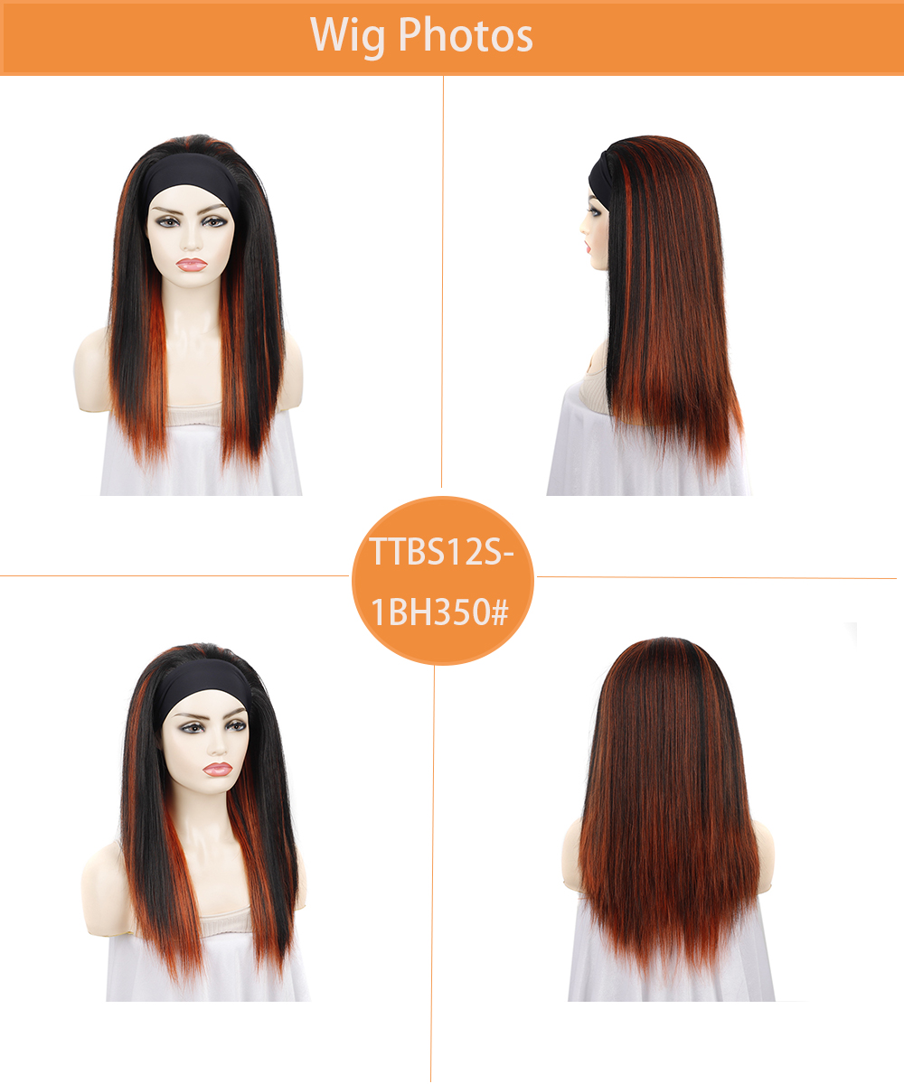 YOUR STYLE , Headband Wigs Synthetic Long Straight Wigs Women Mixed Black Orange Color-YOUR STYLE, synthetic wigs synthetic hair extension