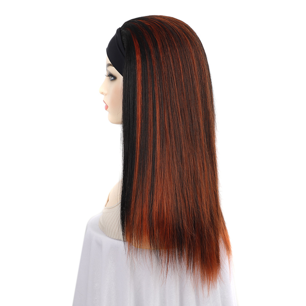 YOUR STYLE , Headband Wigs Synthetic Long Straight Wigs Women Mixed Black Orange Color-YOUR STYLE, synthetic wigs synthetic hair extension