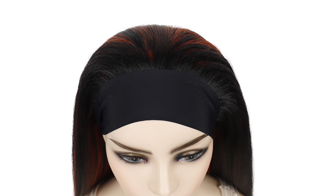 YOUR STYLE , Headband Wigs Synthetic Long Straight Wigs Women Mixed Black Orange Color-YOUR STYLE, synthetic wigs synthetic hair extension